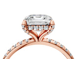 Rose gold Asscher Cut Diamond Solitaire Ring with Four-Prong Setting and Pavé Band_7