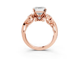 Rose gold Asscher Cut Diamond Solitaire Ring with Milgrain Pavé Band and Four-Prong Setting_27