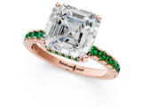 Rose gold Asscher Cut Diamond Solitaire Ring with Pavé Band and Four-Prong Setting_1