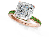 Rose gold Asscher Cut Diamond Solitaire Ring with Pavé Band and Four-Prong Setting_1