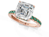 Rose gold Asscher Cut Diamond Solitaire Ring with Pavé Band and Four-Prong Setting_1