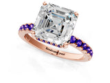 Rose gold Asscher Cut Diamond Solitaire Ring with Pavé Band and Four-Prong Setting_1