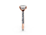 Rose gold Asscher Cut Diamond Solitaire Ring with Pavé Band and Four-Prong Setting_2