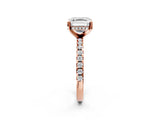 Rose gold Asscher Cut Diamond Solitaire Ring with Pavé Band and Four-Prong Setting_2