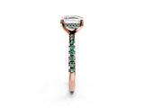 Rose gold Asscher Cut Diamond Solitaire Ring with Pavé Band and Four-Prong Setting_2