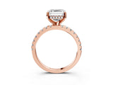 Rose gold Asscher Cut Diamond Solitaire Ring with Pavé Band and Four-Prong Setting_3