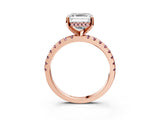 Rose gold Asscher Cut Diamond Solitaire Ring with Pavé Band and Four-Prong Setting_3