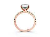 Rose gold Asscher Cut Diamond Solitaire Ring with Pavé Band and Four-Prong Setting_3