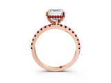 Rose gold Asscher Cut Diamond Solitaire Ring with Pavé Band and Four-Prong Setting_3