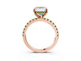 Rose gold Asscher Cut Diamond Solitaire Ring with Pavé Band and Four-Prong Setting_3