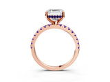 Rose gold Asscher Cut Diamond Solitaire Ring with Pavé Band and Four-Prong Setting_3