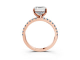 Rose gold Asscher Cut Diamond Solitaire Ring with Pavé Band and Four-Prong Setting_3
