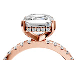 Rose gold Asscher Cut Diamond Solitaire Ring with Pavé Band and Four-Prong Setting_4