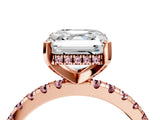 Rose gold Asscher Cut Diamond Solitaire Ring with Pavé Band and Four-Prong Setting_4