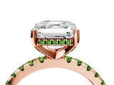Rose gold Asscher Cut Diamond Solitaire Ring with Pavé Band and Four-Prong Setting_4