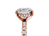 Rose gold Asscher Cut Diamond Solitaire Ring with Pavé Band and Four-Prong Setting_5