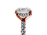 Rose gold Asscher Cut Diamond Solitaire Ring with Pavé Band and Four-Prong Setting_5