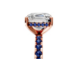 Rose gold Asscher Cut Diamond Solitaire Ring with Pavé Band and Four-Prong Setting_5