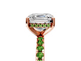 Rose gold Asscher Cut Diamond Solitaire Ring with Pavé Band and Four-Prong Setting_5