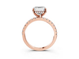 Rose gold Asscher Cut Diamond Solitaire Ring with Pavé Band and Four-Prong Setting_86