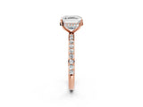 Rose gold Asscher Cut Diamond Solitaire Ring with Pavé Band and Hidden Halo_21