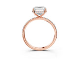 Rose gold Asscher Cut Diamond Solitaire Ring with Pavé Band and Hidden Halo_22