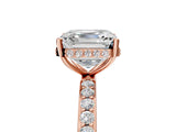 Rose gold Asscher Cut Diamond Solitaire Ring with Pavé Band and Hidden Halo_24