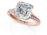 Rose gold Asscher Cut Diamond Solitaire Ring with Pavé Band and Prong Setting_13