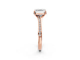 Rose gold Asscher Cut Diamond Solitaire Ring with Pavé Band and Prong Setting_14