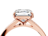 Rose gold Asscher Cut Diamond Solitaire Ring with Pavé Band and Prong Setting_16
