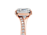 Rose gold Asscher Cut Diamond Solitaire Ring with Pavé Band and Prong Setting_17