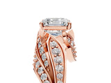Rose gold Asscher Cut Diamond Solitaire Ring with Prong Setting and Twisted Pavé Band_8