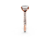 Rose gold Asscher Cut Diamond Solitaire Ring with Round  Pavé Band and Four-Prong Setting_44