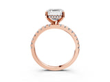 Rose gold Asscher Cut Diamond Solitaire Ring with Round  Pavé Band and Four-Prong Setting_45