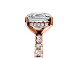Rose gold Asscher Cut Diamond Solitaire Ring with Round  Pavé Band and Four-Prong Setting_47