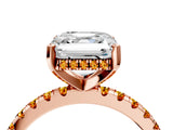 Rose gold Asscher Cut Diamond Solitaire Ring with Round with Citrine side stone Pavé Band and Four-Prong Setting_40