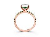 Rose gold Asscher Cut Diamond Solitaire Ring with Round with Emerald side stone Pavé Band and Four-Prong Setting_39
