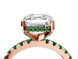 Rose gold Asscher Cut Diamond Solitaire Ring with Round with Emerald side stone Pavé Band and Four-Prong Setting_40