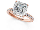 Rose gold Asscher Cut Diamond Solitaire Ring with Round with Moissanite side stone Pavé Band and Four-Prong Setting_37