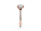 Rose gold Asscher Cut Diamond Solitaire Ring with Round with Moissanite side stone Pavé Band and Four-Prong Setting_38