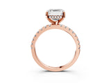 Rose gold Asscher Cut Diamond Solitaire Ring with Round with Moissanite side stone Pavé Band and Four-Prong Setting_39