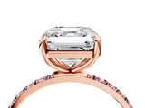 Rose gold Asscher Cut Diamond Solitaire Ring with Round with Morganite side stone Pavé Band and Prong Setting_16