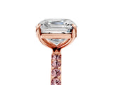 Rose gold Asscher Cut Diamond Solitaire Ring with Round with Morganite side stone Pavé Band and Prong Setting_17