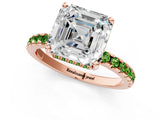 Rose gold Asscher Cut Diamond Solitaire Ring with Round with Peridot side stone Pavé Band and Four-Prong Setting_37