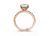 Rose gold Asscher Cut Diamond Solitaire Ring with Round with Peridot side stone Pavé Band and Four-Prong Setting_39
