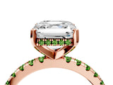 Rose gold Asscher Cut Diamond Solitaire Ring with Round with Peridot side stone Pavé Band and Four-Prong Setting_40