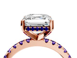 Rose gold Asscher Cut Diamond Solitaire Ring with Round with Tanzanite side stone Pavé Band and Four-Prong Setting_40