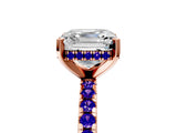 Rose gold Asscher Cut Diamond Solitaire Ring with Round with Tanzanite side stone Pavé Band and Four-Prong Setting_41