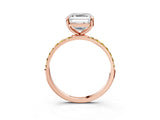 Rose gold Asscher Cut Diamond Solitaire Ring with Round with Yellow Sapphire side stone Pavé Band and Prong Setting_15