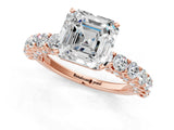 Rose gold Asscher Cut Diamond Solitaire Ring with Shared Prong Pavé Band and Four-Prong Setting_22